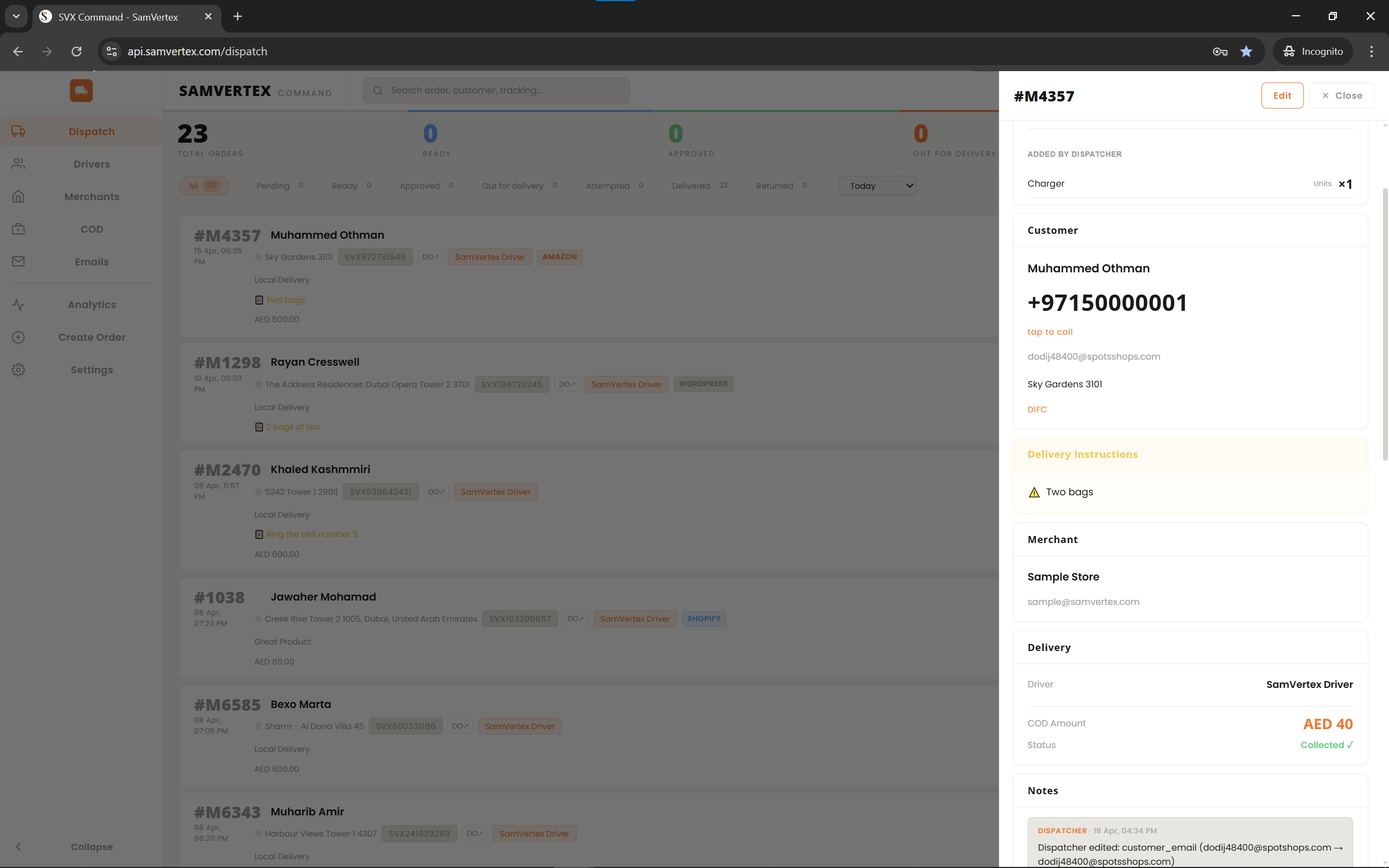 Driver app screen showing a signature capture field and a delivery photo for proof of delivery